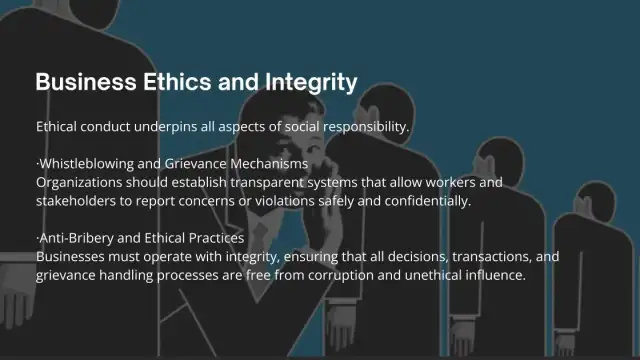 Business ethics, integrity, and grievance mechanisms